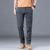 Calças Casuais Masculinas de Algodão Puro Cor Sólida Clássicas Business Stretch Slim Retas Marca Calças Masculino