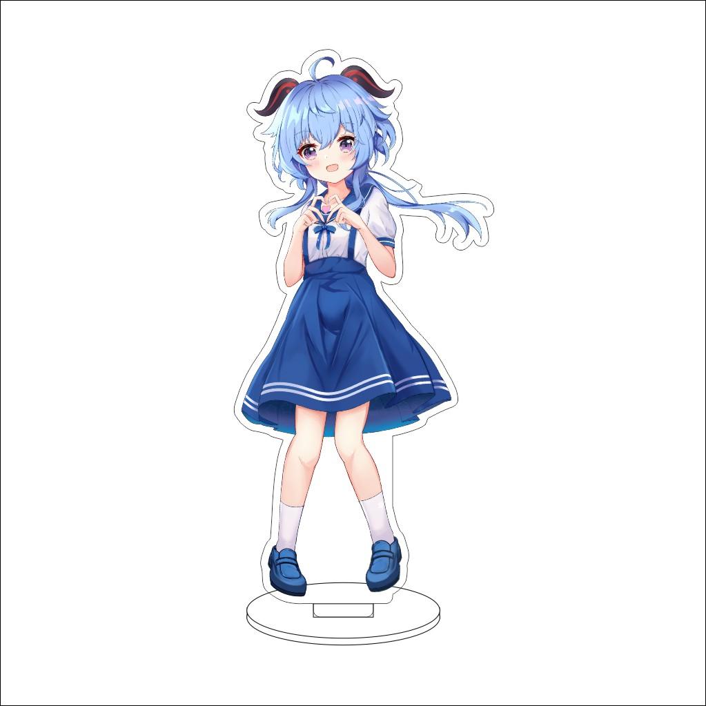 16CM Anime Genshin Impact Figure Stand Model  Ganyu Cute Desk Decor Standing Sign Gifts