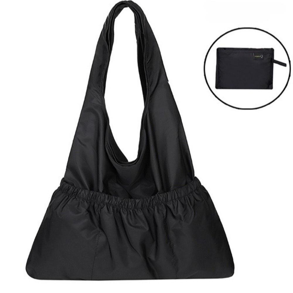 

Lightweight Women Shoulder Bags Drawstring Pocket Eco-friendly Tote Bag Daily чёрный