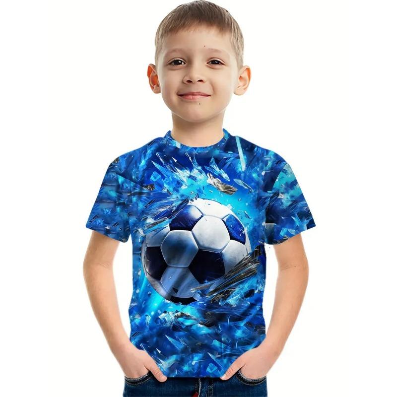 Sport Fotbal Tricou imprimat 3d Copii Băieți Haine mânecă scurtă Îmbrăcăminte casual pentru copii Tricou la modă pentru băieți