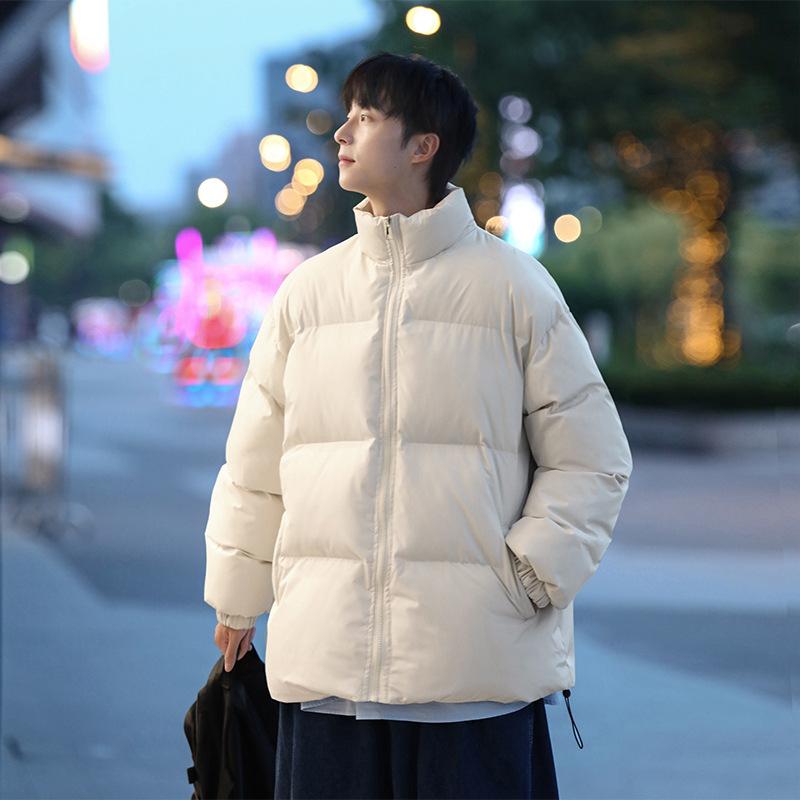 Winter Warm Casual Cotton Coat Men Fashion Versatile Standing Collar Coat Men Long Sleeve Warm Cotton Coat Men Clothing