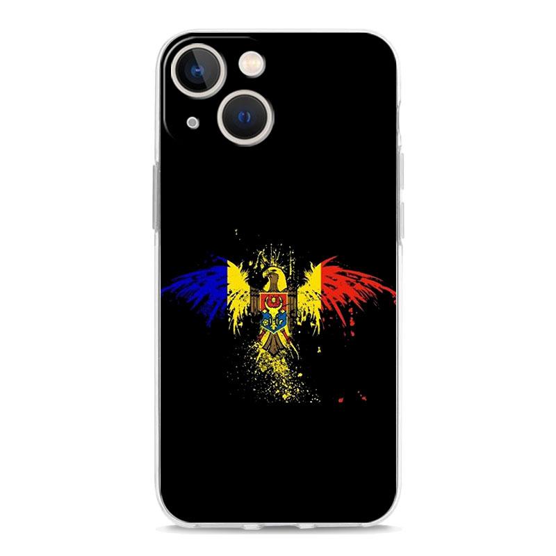 Capa de Celular Para iPhone 17 Air Cases iPhone 16 15 12 13 14 Pro Max SE 7 8 Plus iPhone11 Capa Macia Transparente Bandeira da Moldávia
