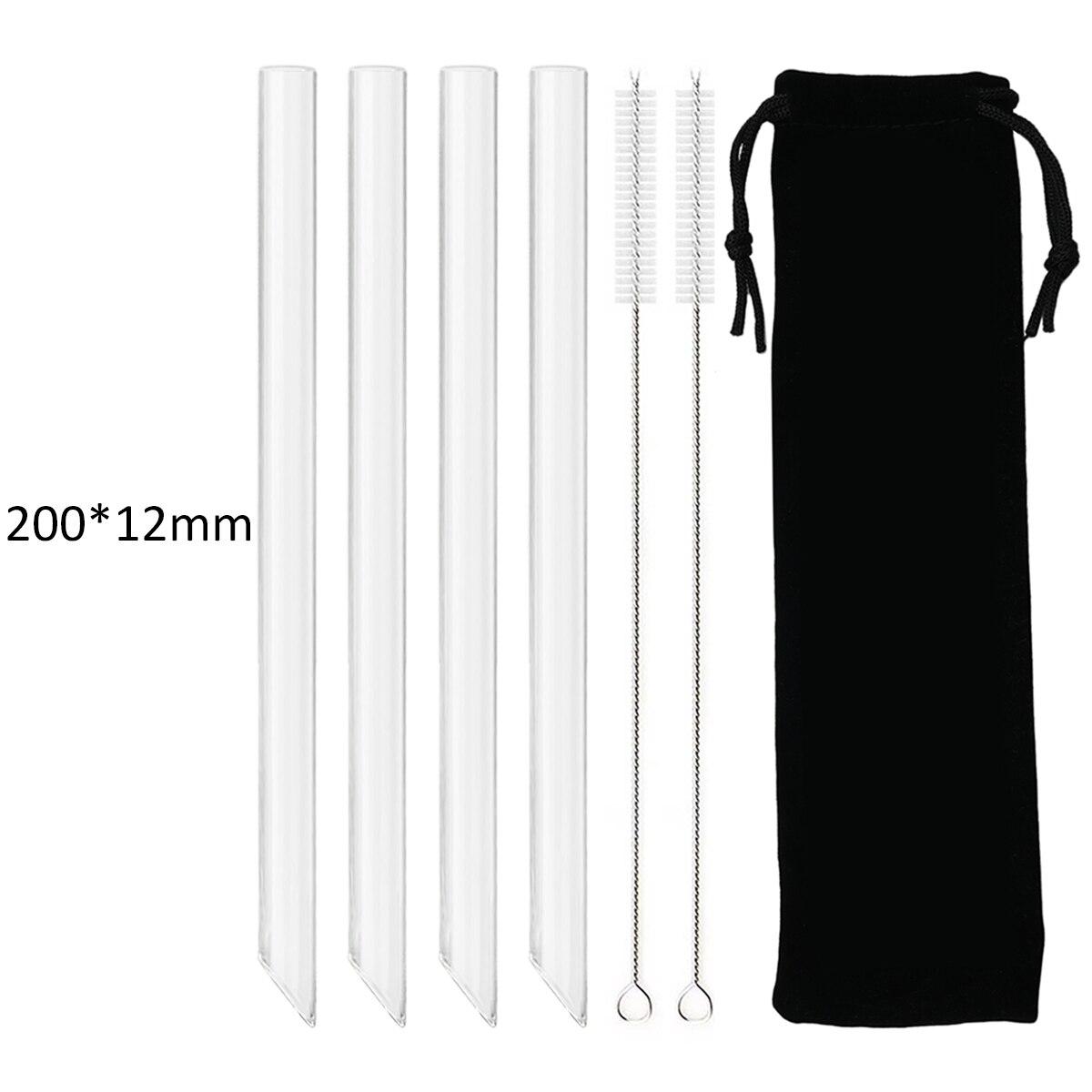 

Высокоборосиликатная многоразовая соломинка для питья, экологически чистая стеклянная соломинка для пузырькового чая, смузи, аксессуары для бара, соломинка с сумкой для кисточек 12mm 4pcs sharp black bag прозрачный