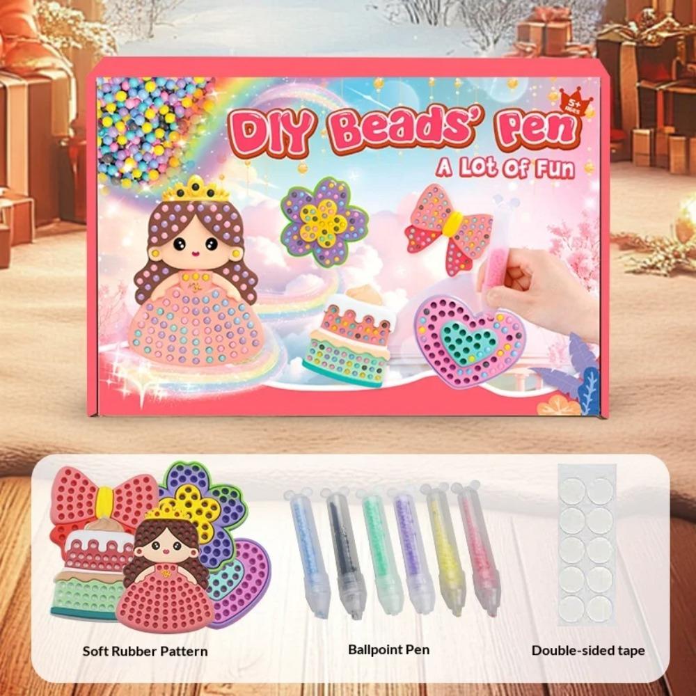 Pittura su tela con perline adesive fai-da-te per bambini, Giocattolo puzzle con adesivi diamantati creativi, Design con animali dei cartoni animati e principesse per bambine