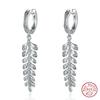 Sterling Silver Leaf Drop Earrings Ear Buckles Circle Simple Earrings for Women Fashion Wedding Gold Silver