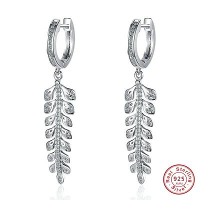Pendientes de Plata de Ley con Forma de Hoja Hebillas para Oreja Círculo Pendientes Sencillos para Mujer Moda Boda Oro Plata