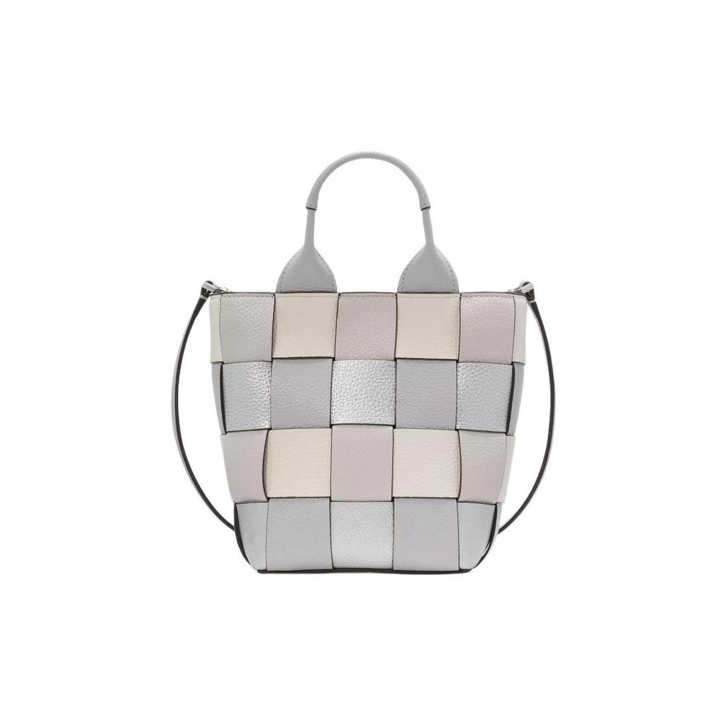 kate spade Basket Logo Magnetic Snap Closure Grain Leather Tote Bag Shopping Tote Shoulder Bag Mini Women's Platinum Gray