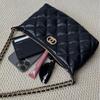 Rhombus Chain Hobo Dumpling Bag Black Sheepskin Double Circle Hardware Underarm Bag Method Stick Shoulder Bag Women