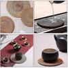 Rattan Woven Coasters Round Coasters Insulation Pads Desk Mats - 6 Pieces - PJ