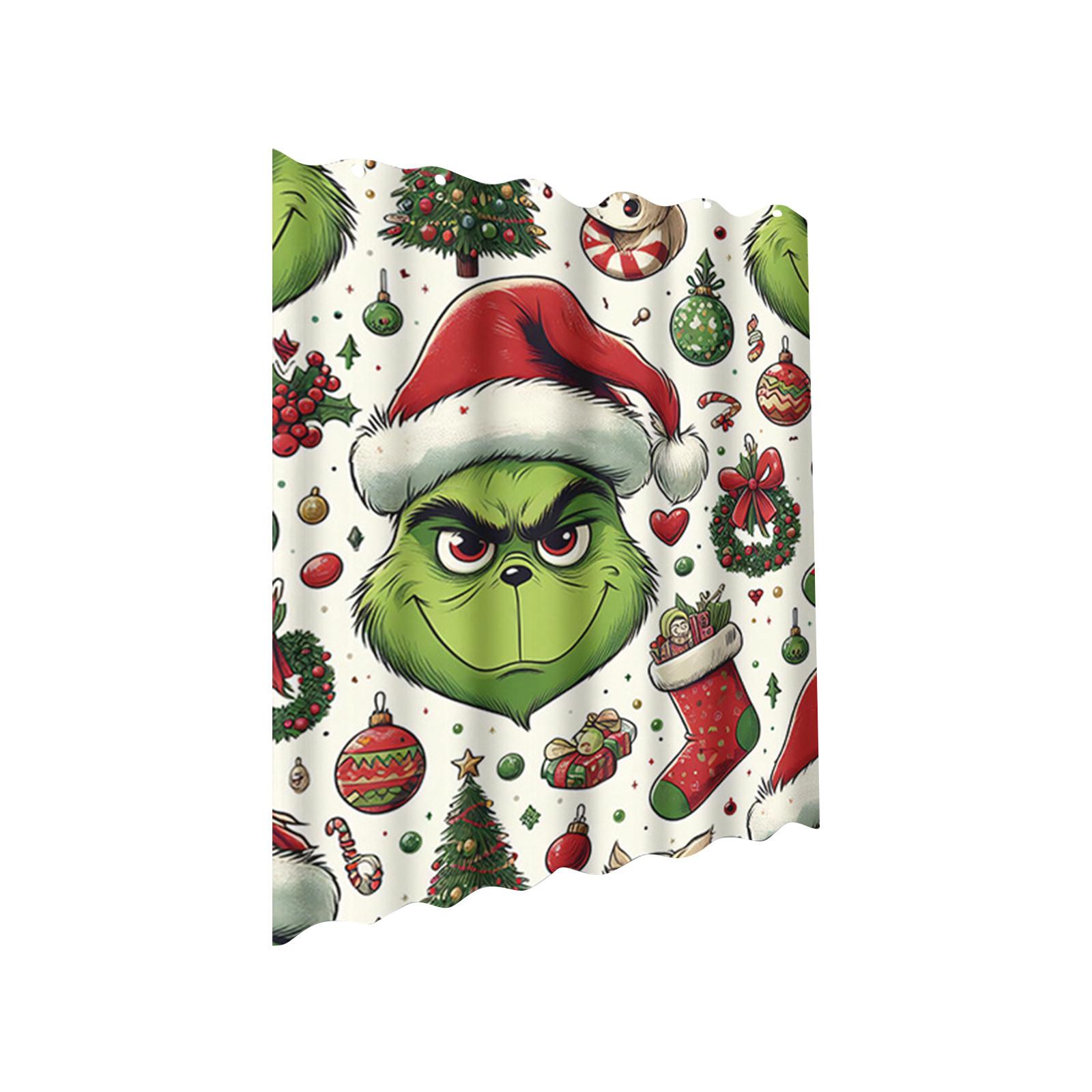 

Рождественские украшения Занавеска для душа: Рождественский водонепроницаемый декор для ванной комнаты с 12 крючками 72x72 дюйма One Size