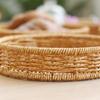 Mini Tray Plastic Hand Woven Basket Round Decorative Tray for Sweet Table Buffet Party Reception Use