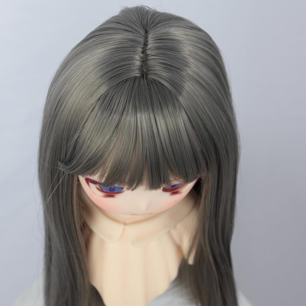 Linfairy 8-9 Inch 1/3 Doll Long Wig, Straight Long Hair (Dark Silver)