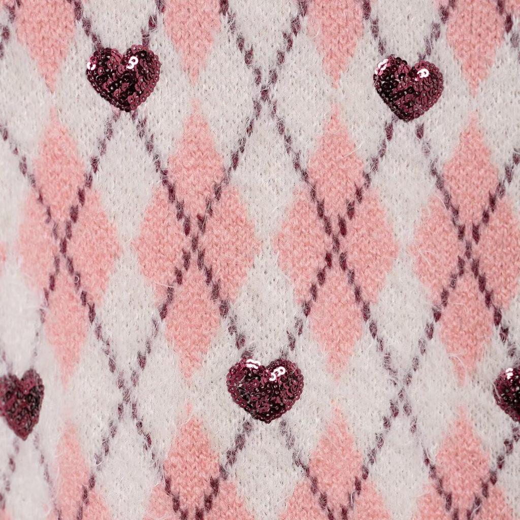 2025 Spring Women's Heart Jacquard Round Neck Knitwear