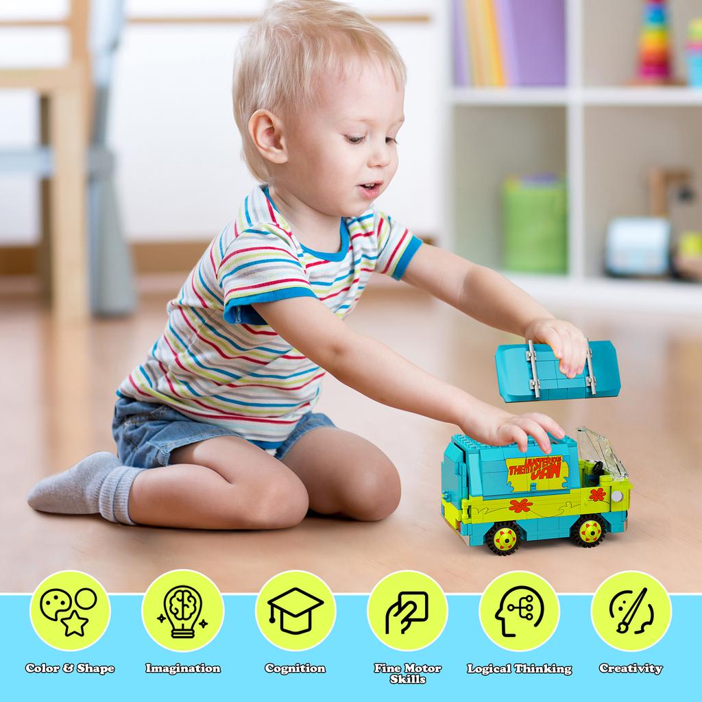 320PCS Mysteriöses Maschinen-Automodell-Bauset Bausteine Film Scooed Doo Kastenwagen Cartoon-Fahrzeug Ziegel Spielzeug für Kinder Geschenke