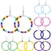European Bohemian Handmade Colorful Agate & Jade Bead Hoop Dangle Earrings E29.