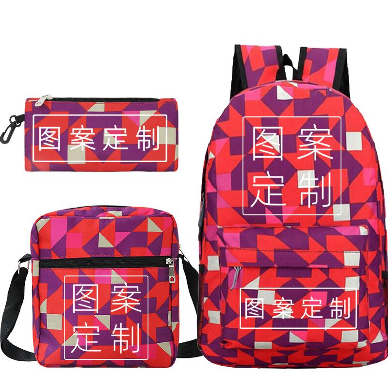 Student Schoolbag Making Oxford Cloth Backpack Shoulder Bag Pencil Bag Combination Three-Piece Set