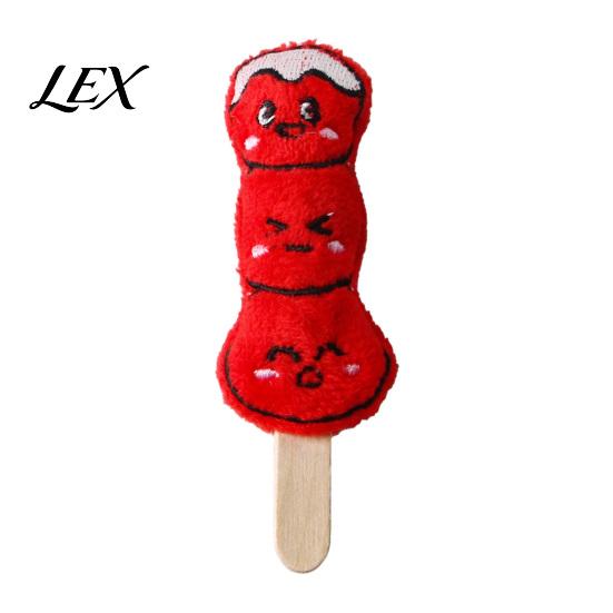 Durable Kitten Teething Toy Plush Cat Chew Toy, Sugarcoated Haws Stick Design, Anxiety Relief for Cats Stuffed Indoor Biting, Boredom Relief,