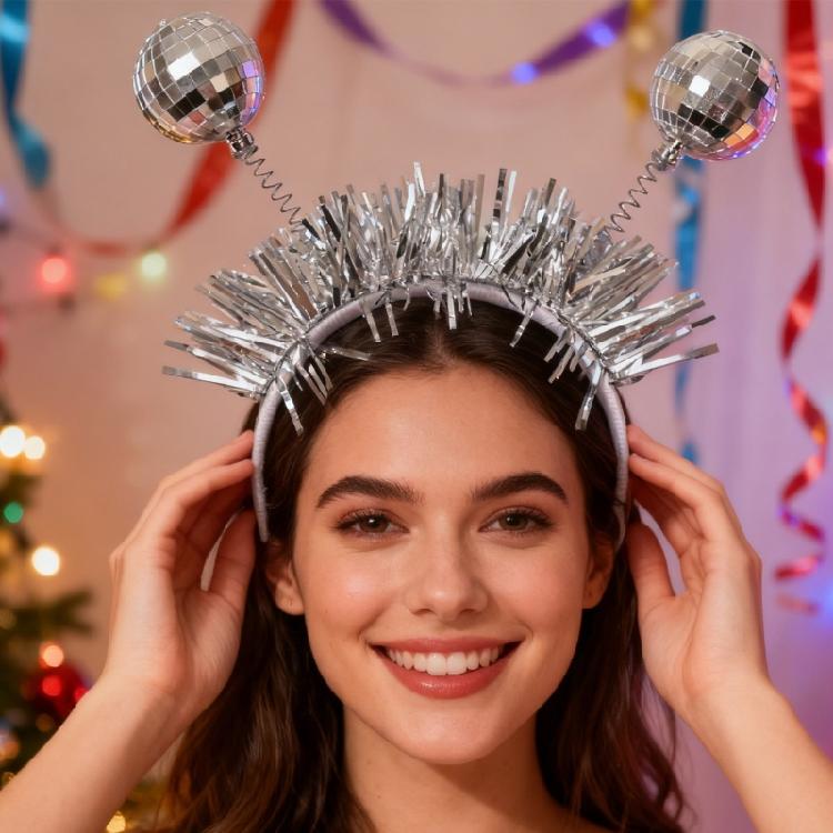 Disco Ball Headwear Breathable Hair Band Christmas Cosplay Hairband For Extended Wear Seasonal Celebration