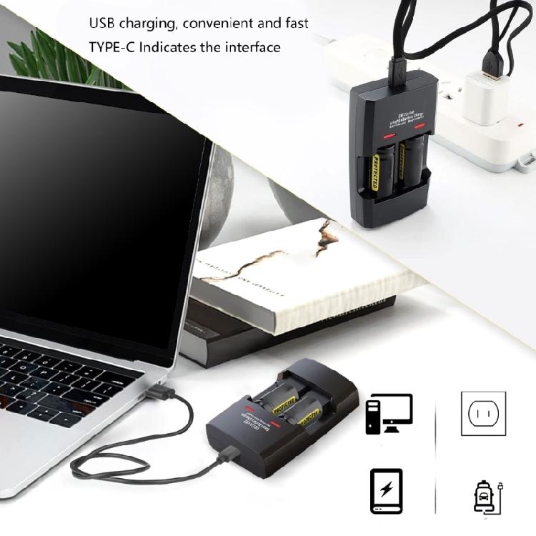 LiFePo4 Battery Charger Multifunctional 2 Slot Intelligent Lithium Battery Holder For RCR123 RCR2 16340 17335 14250