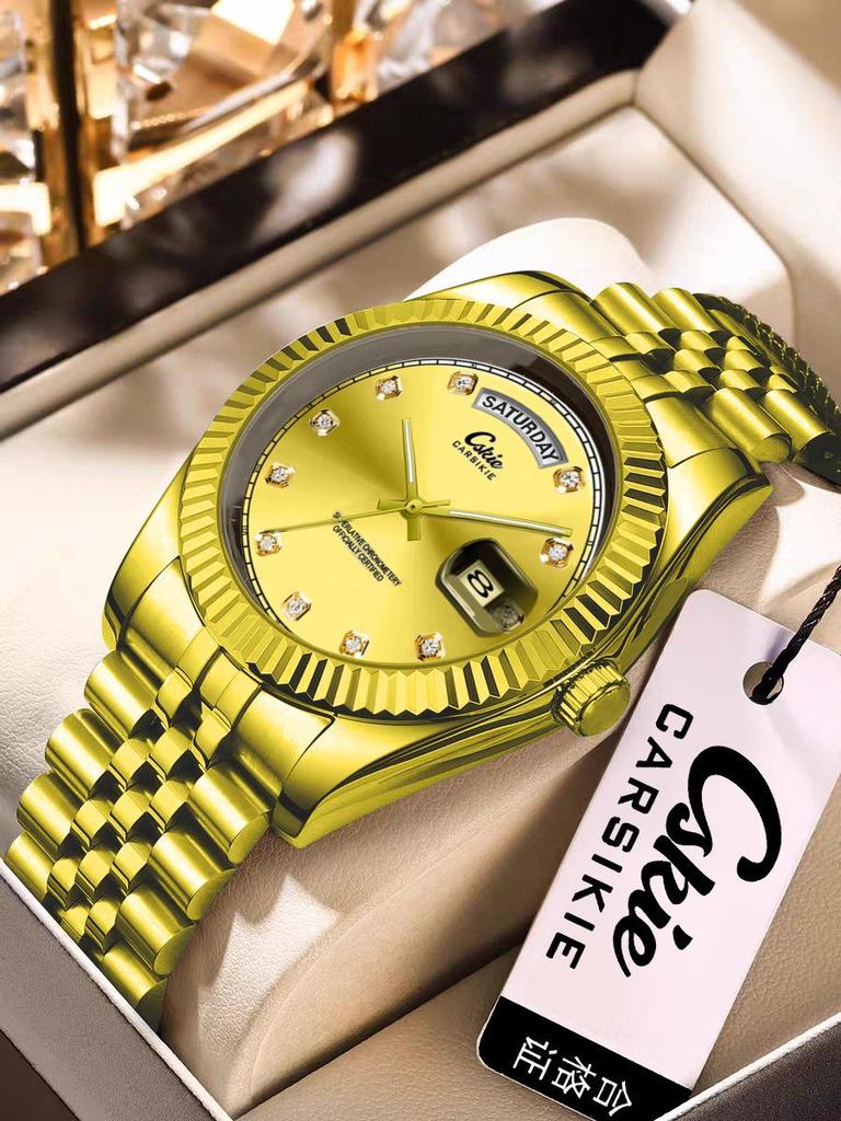 Swiss Brand Ultra-Thin Men's Steel Band Business Watch - High-End Waterproof Design