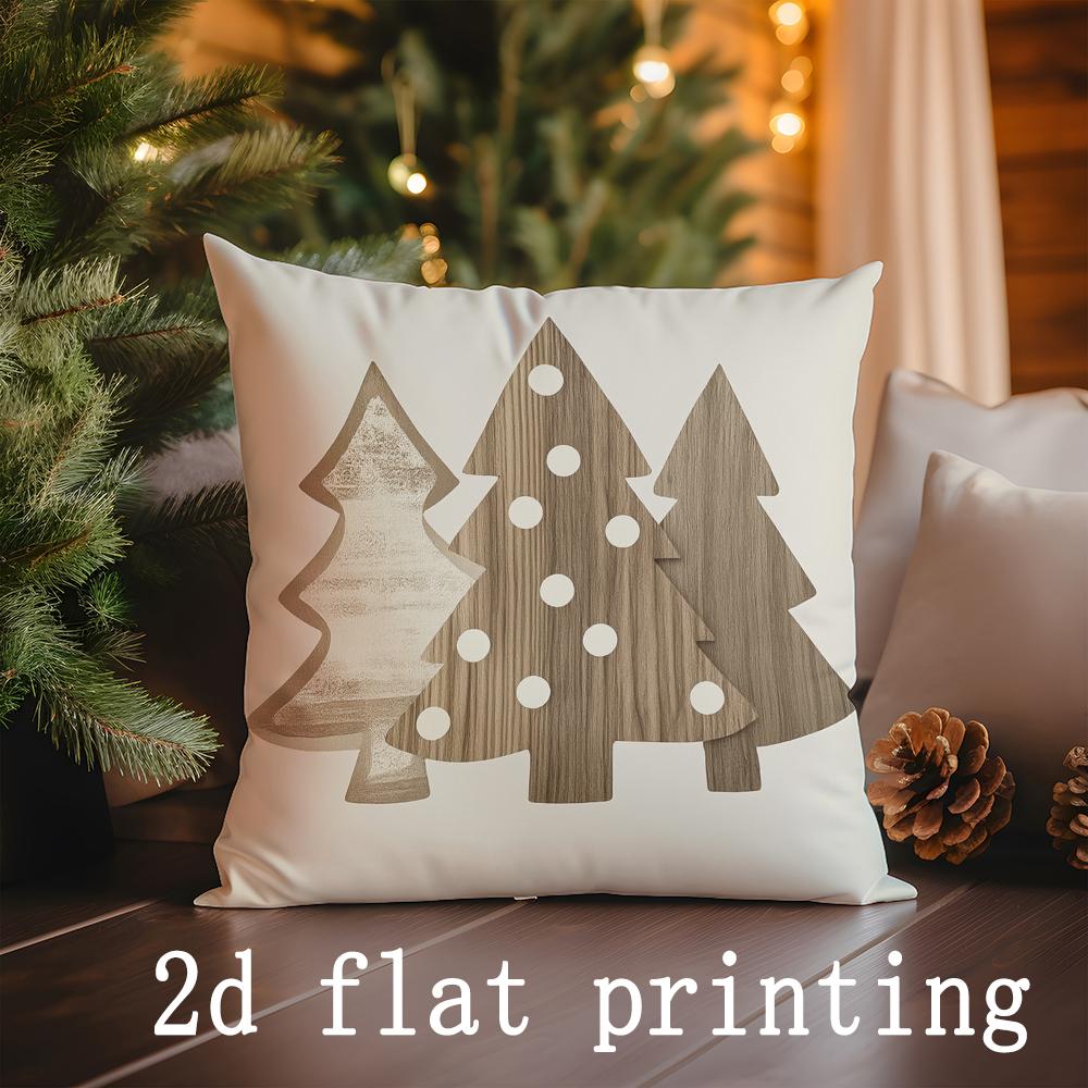 

Home Decor Christmas Tree Pattern Pillowcase Suitable For Sofa Bedroom Car Pillow Cover Cushion Rectangular Back Cushion 16x16Inch