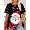 XL-7XL Dam Casual Jul 3D-tryck Lös Rund Hals Kortärmad T-shirt Topp