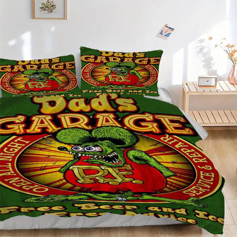 

Гараж Папы Rat Fink Бесплатное Пиво Комплект Постельного Белья Пододеяльник Подарок для Спальни, Включает 1 Пододеяльник и 2 Наволочки, Без НаполнителяB446 135x200cm