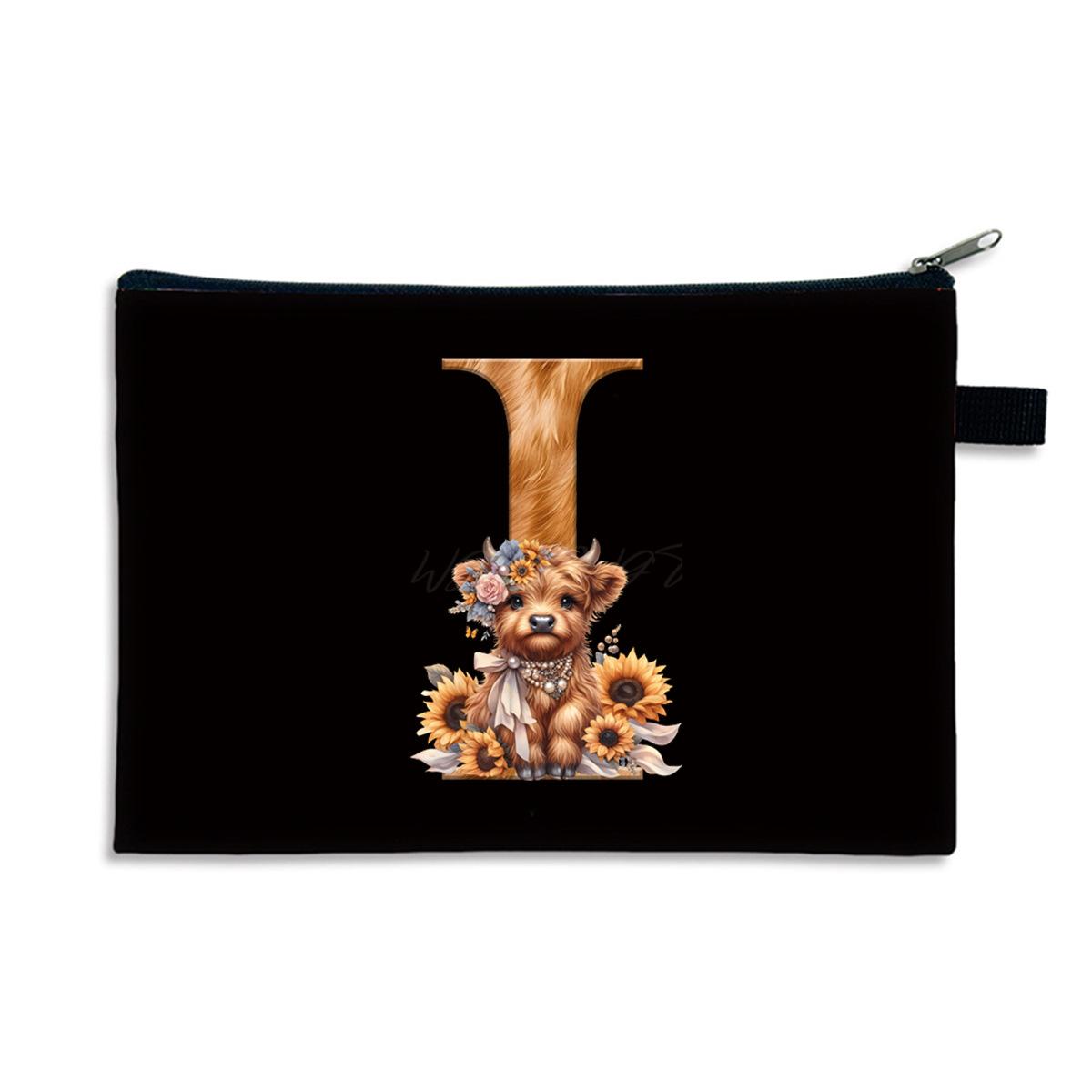 

26 letter print size change bag Oxford cloth zipper storage bag Student portable pencil case Small