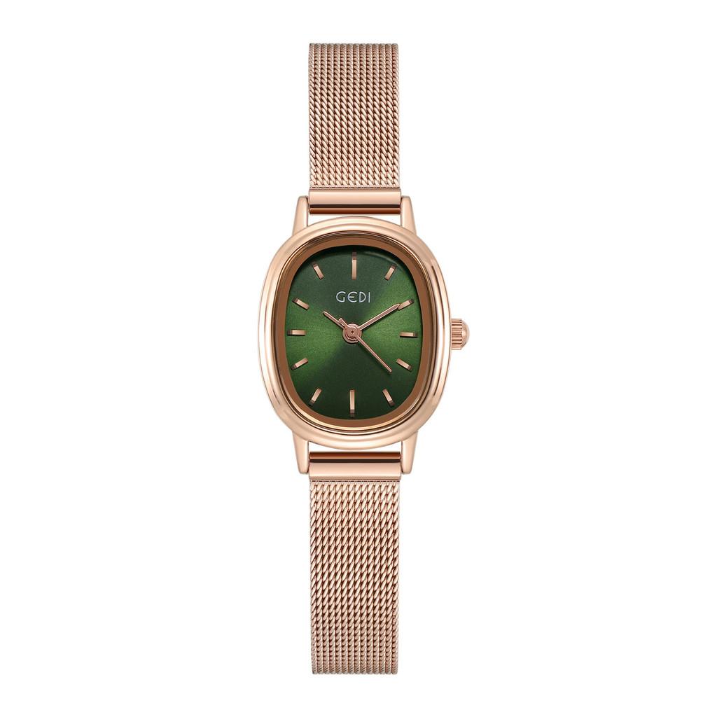 

Gadi Oval Ladies Watch With Quartz Movement Waterproof Steel Band For Casual Women Rose Green