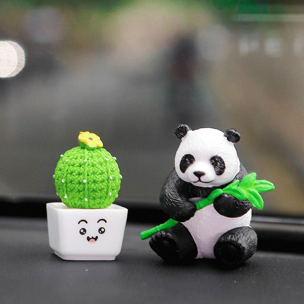 8pcs Micro Landscapes Resin Miniature Panda Figurines Lifelike Cute Panda Statue Handmade Cartoon Panda Ornament Office