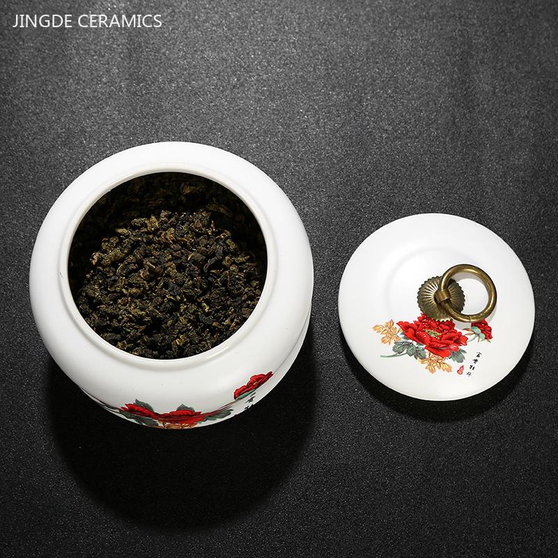 Exquisite Flower Patterns Ceramics Tea Caddy Portable Sealed Tea Leaf Containers Travel Tea Bag Storage Box Spice Organizer
