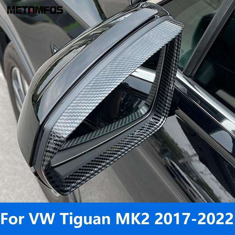 Accessories For Volkswagen VW Tiguan MK2 2017-  Carbon Fiber Rearview Side Door Mirror Visor Sun Shade Rain Guard Shield