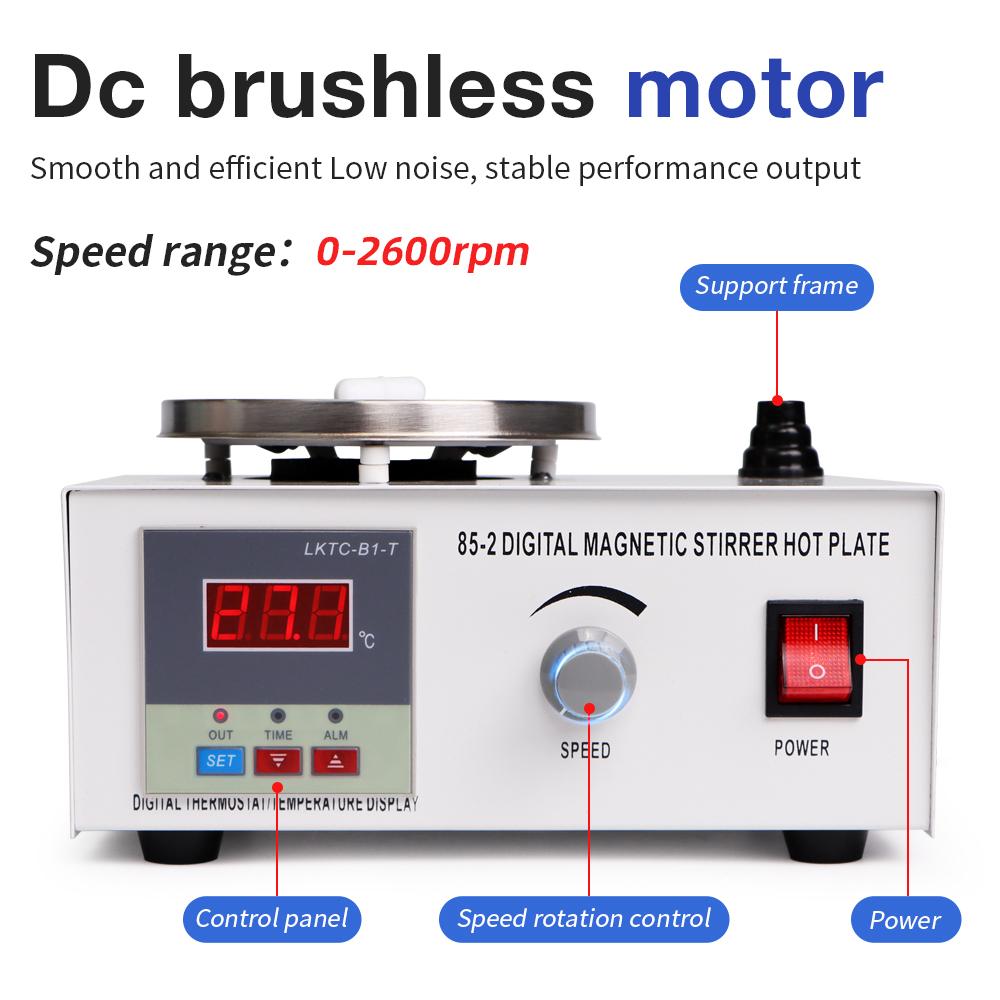 1L Heating Magnetic Stirrer 85-2 Hotplate Magnetic Mixer 2600RPM Laboratory Mixing Machine with Stir Bar for Scientific Research