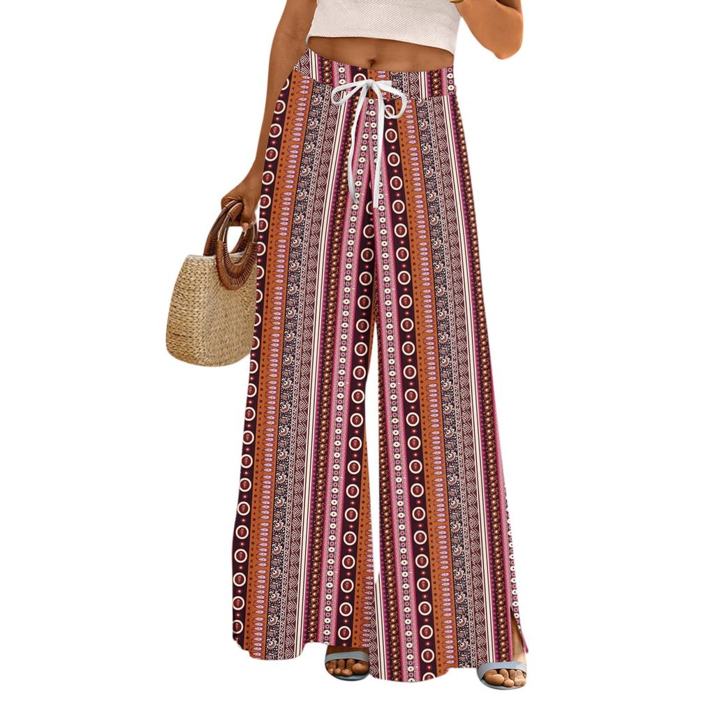 Womens Pants Wide Leg Pants With Pockets Casual Trousers Printed  Elastic Waist Sweatpants