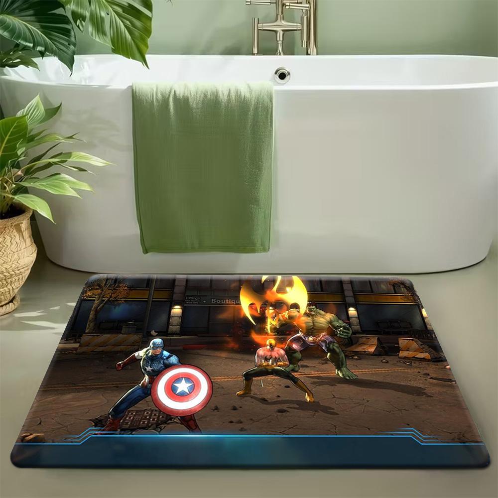1pc MARVEL Superhero & Classic Movie Hero Floor Mat - Soft Polyester, Machine Washable, Rectangular Design with Vibrant Colors