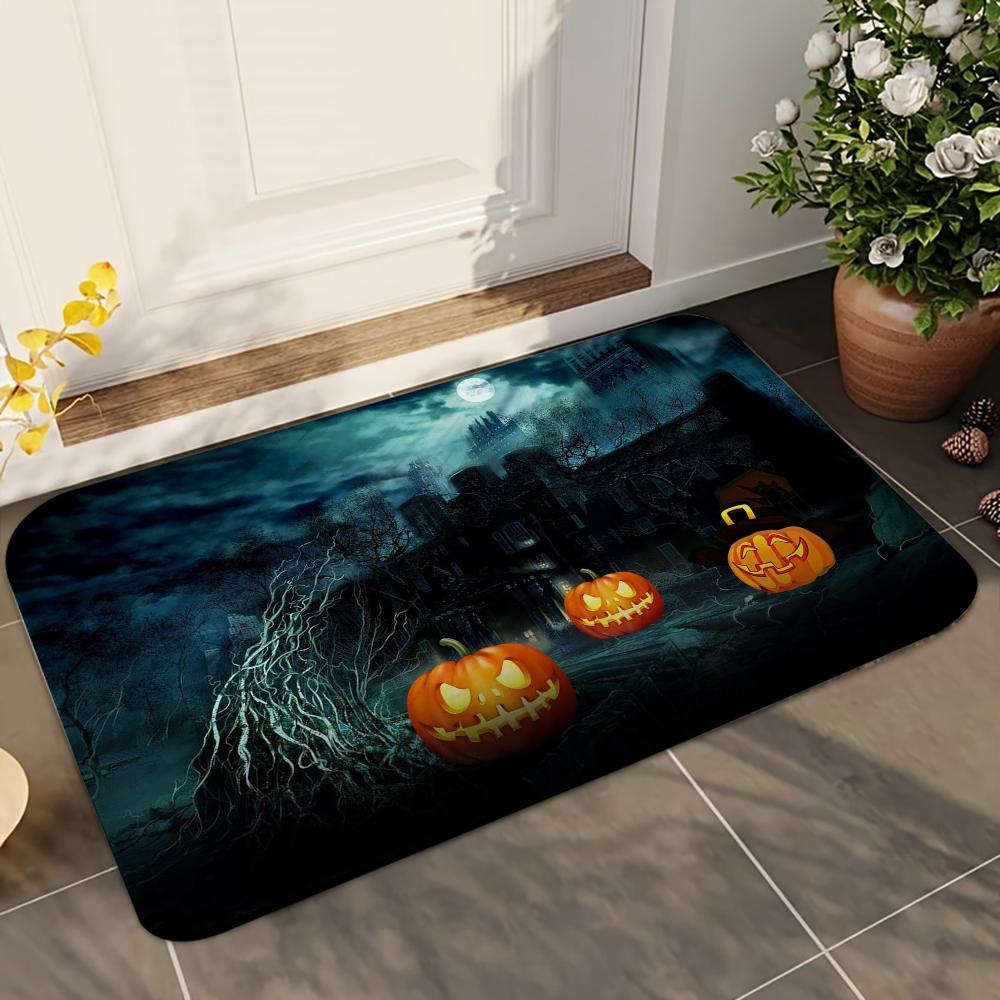 1pc V- Halloween 3D Visual Clown Absorbent Mats Anti-Slip Mats Home Decor Supplies Carpets Home Kitchen Floor Mats