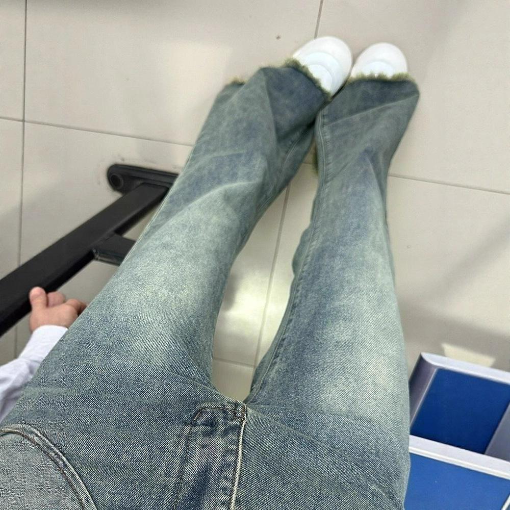 High-waisted Flared Jeans Women Spring and Autumn Retro Burlap Design Sense of Niche Loose Thin Drag Pants Retro Street Style Baggy Jeans for Ladies