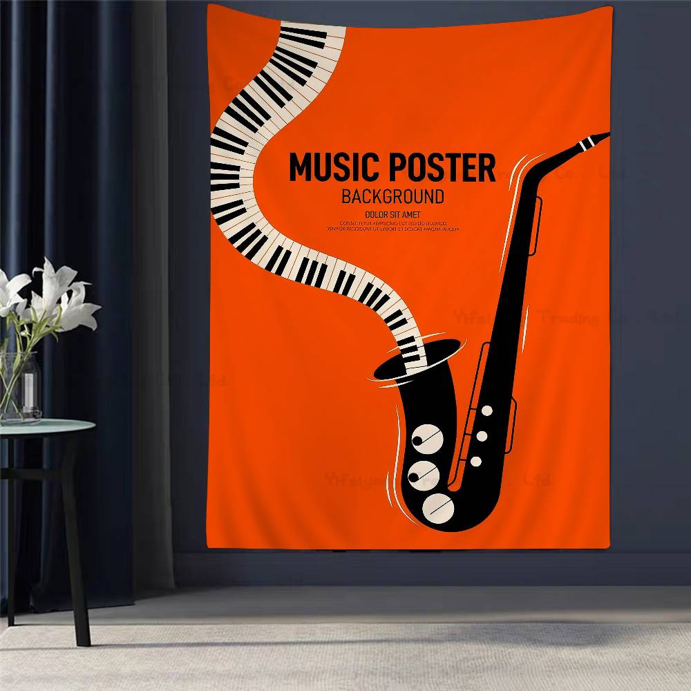 Abstract Jazz Festival Record Machine Music Symbol Art Anime Tapestry Hanging Tarot Hippie Wall Rugs Dorm Home Decor