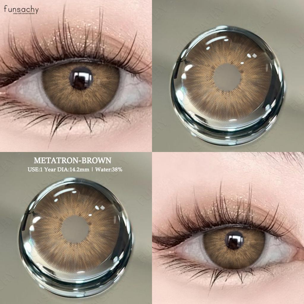 FUNSACHY 1pair Colored Contacts Lenses Fashion Blue Lense Brown Contact Colorful High Quality Lenses Makeup Contact Lens Yearly