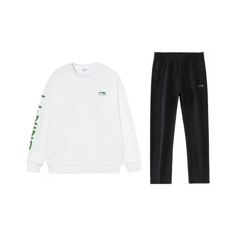 

Модный дышащий пуловер с круглым вырезом и длинными рукавами с принтом логотипа Li Ning, повседневный спортивный костюм, унисекс, AWDV363-2+AKLU881-1 S