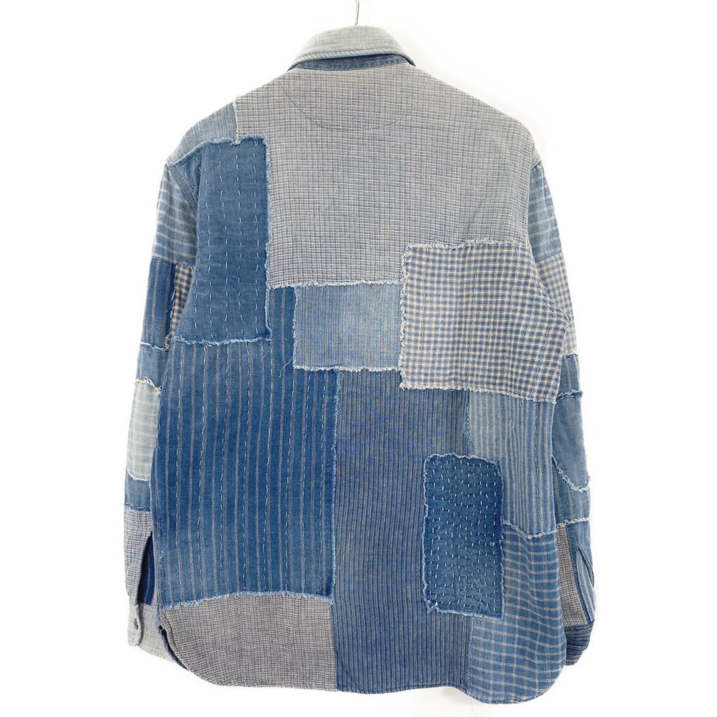 RRL Limited Edition Blue X Indigo Patchwork Denim Sashiko Shirt Tops M IndigoUsed