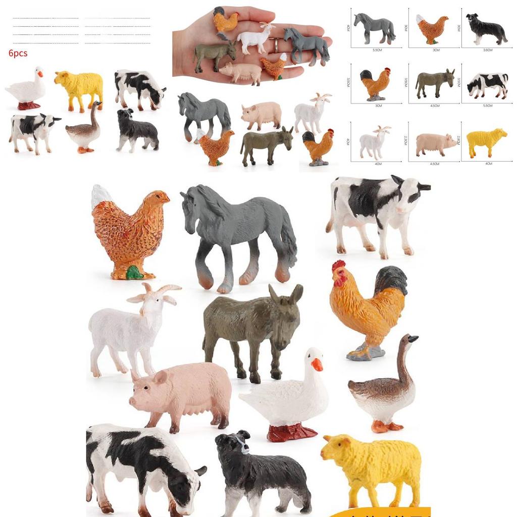 Realistic Farm Animal Figures Pvc Material With Chicken Duck Cow For Kids Educational Toy