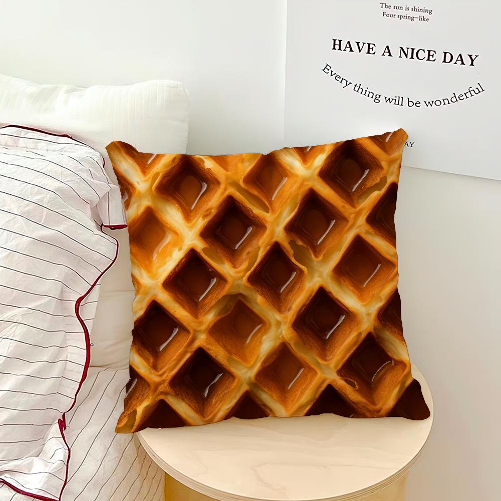 

Забавная еда Жареное яйцо Пицца Вафля подушка Гостиная Спальня Изголовье Спинка Подушка Квадратная подушка Наволочка для сна 12x12Inch