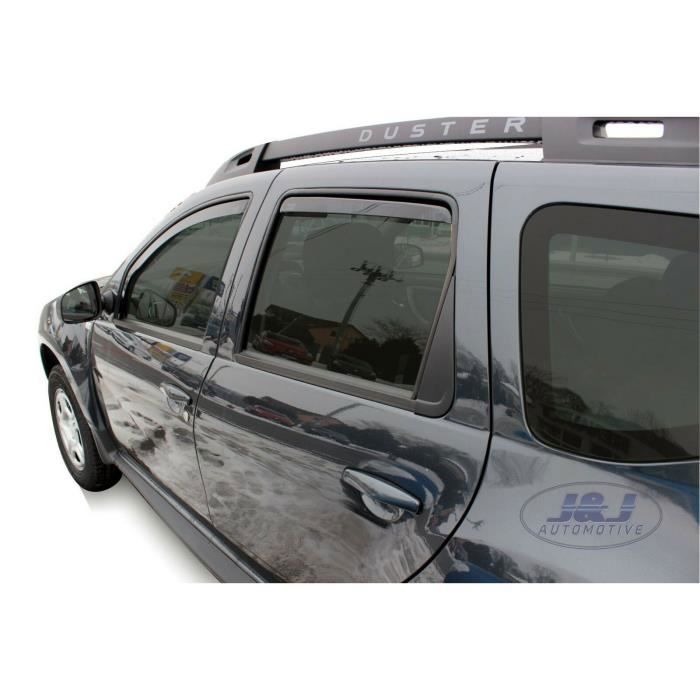 J&amp;J AUTOMOTIVE Déflecteurs d'air pour Dacia Duster 2010-2017 4pcs Fumé Acrylique renforcé - Installation facile