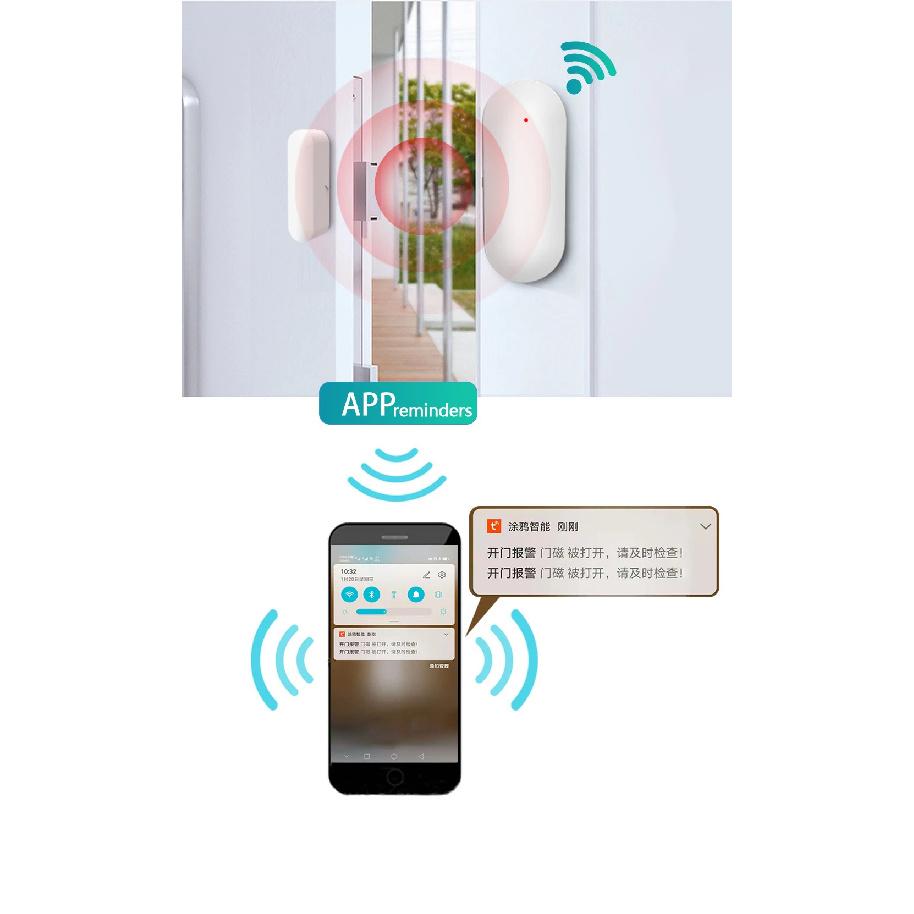 Smart Life App Smart Door Open/closed Detectors Wifi Window Sensor Independent Magnetic Smart Door Sensor Alexa Tuya App Control