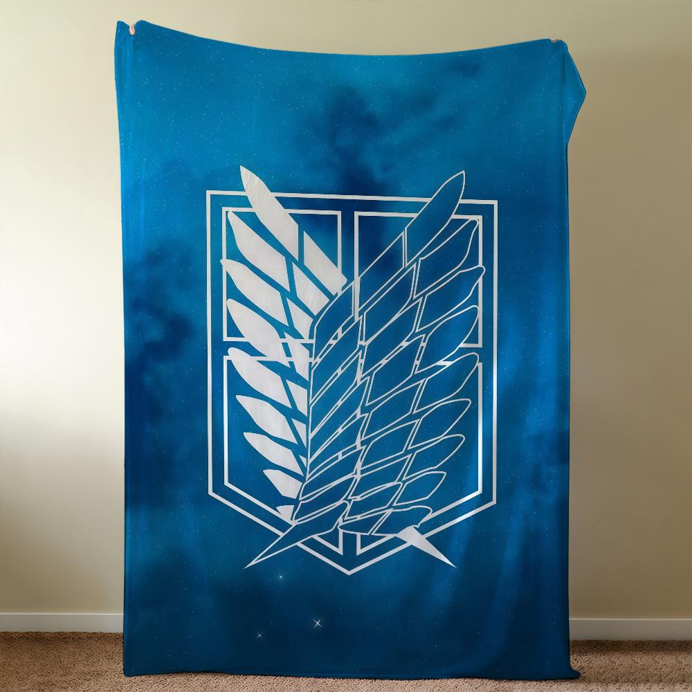 A-AttackS-ES O-OnS Titan Survey Corps Blanket Throw Super Cosy Plush Living Room Sofa Couch Childish Birthday Gifts
