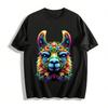 Buntes florales Alpaka-Print lässiges kurzärmeliges Oberteil reines Baumwoll-T-Shirt