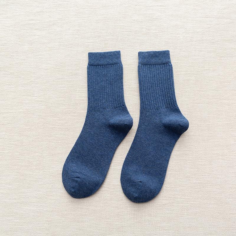 Socks Men'S Medium Tube Socks Spring And Autumn Men'S Socks Solid Color Cotton Socks Men'S Classic Sports And Leisure Business Socks Stockings
