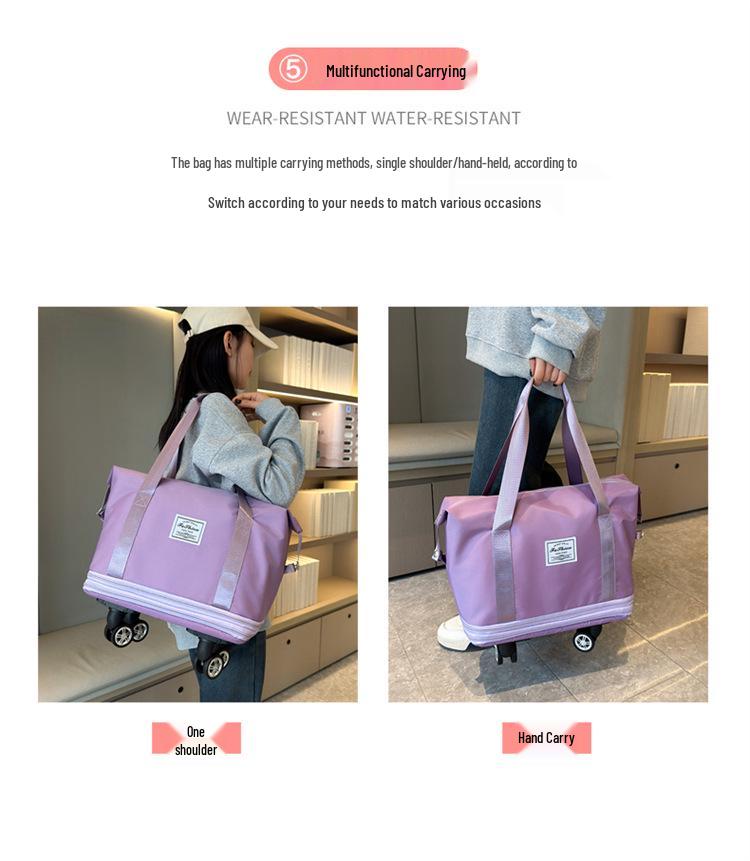 Universal Lightweight Travel Bag with Wheels, Wet/Dry Separation, Large Capacity for Gym, Yoga, or Hospital Use.