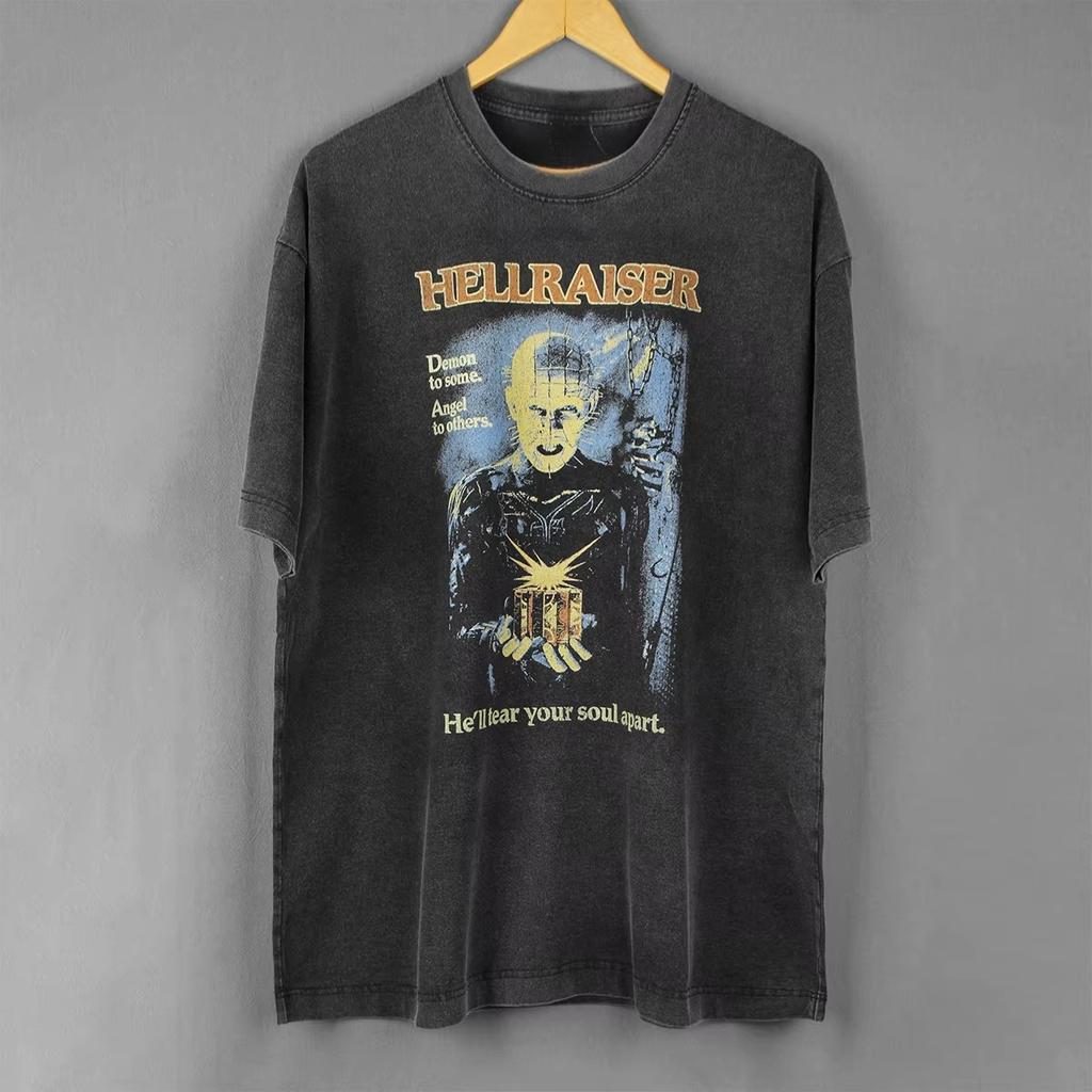 Hellraiser TShirt 80S Horror Movie Pinhead Freddy Jason Michael Myers Unisexs Clothing Short Sleeves Printed Cotton Shirt